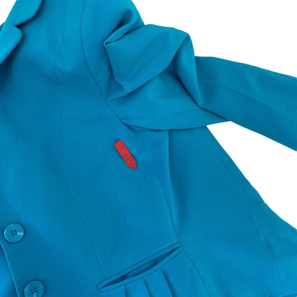 H&M Womens Top Blazer Combo Size 2 Black White Striped Chiffon Collar Blouse - Picture 10 of 11